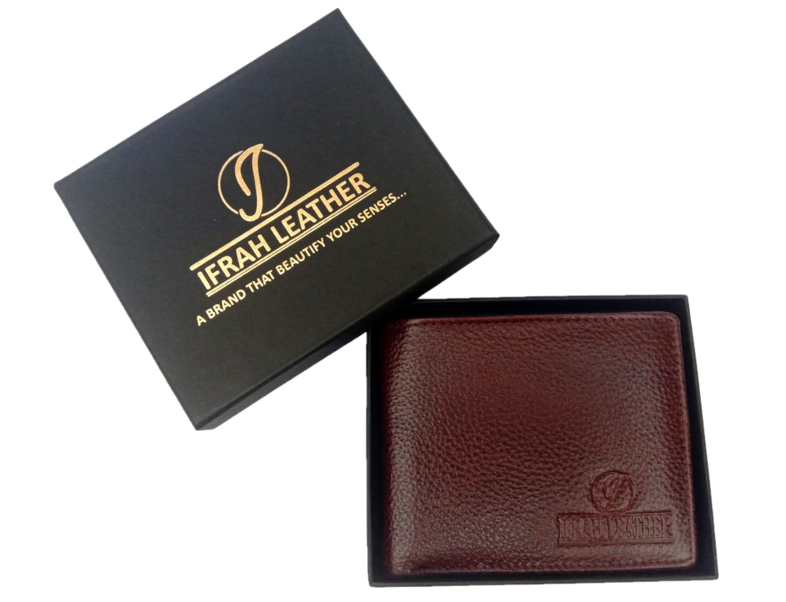 Genuine grain Leather wallet for men with free Leather keychain