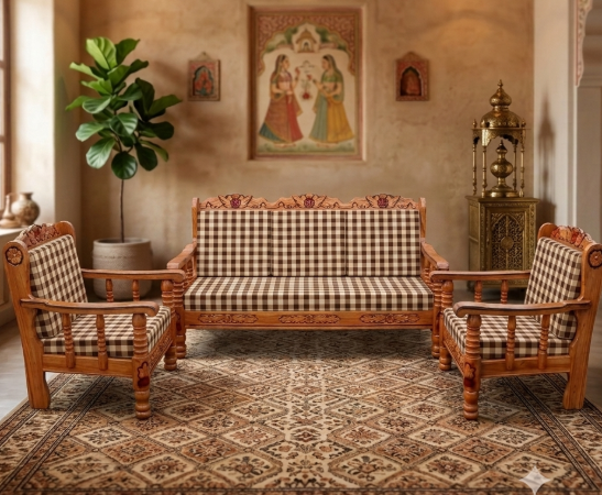 Nanded Sagwan  sofa set (Light Gun)