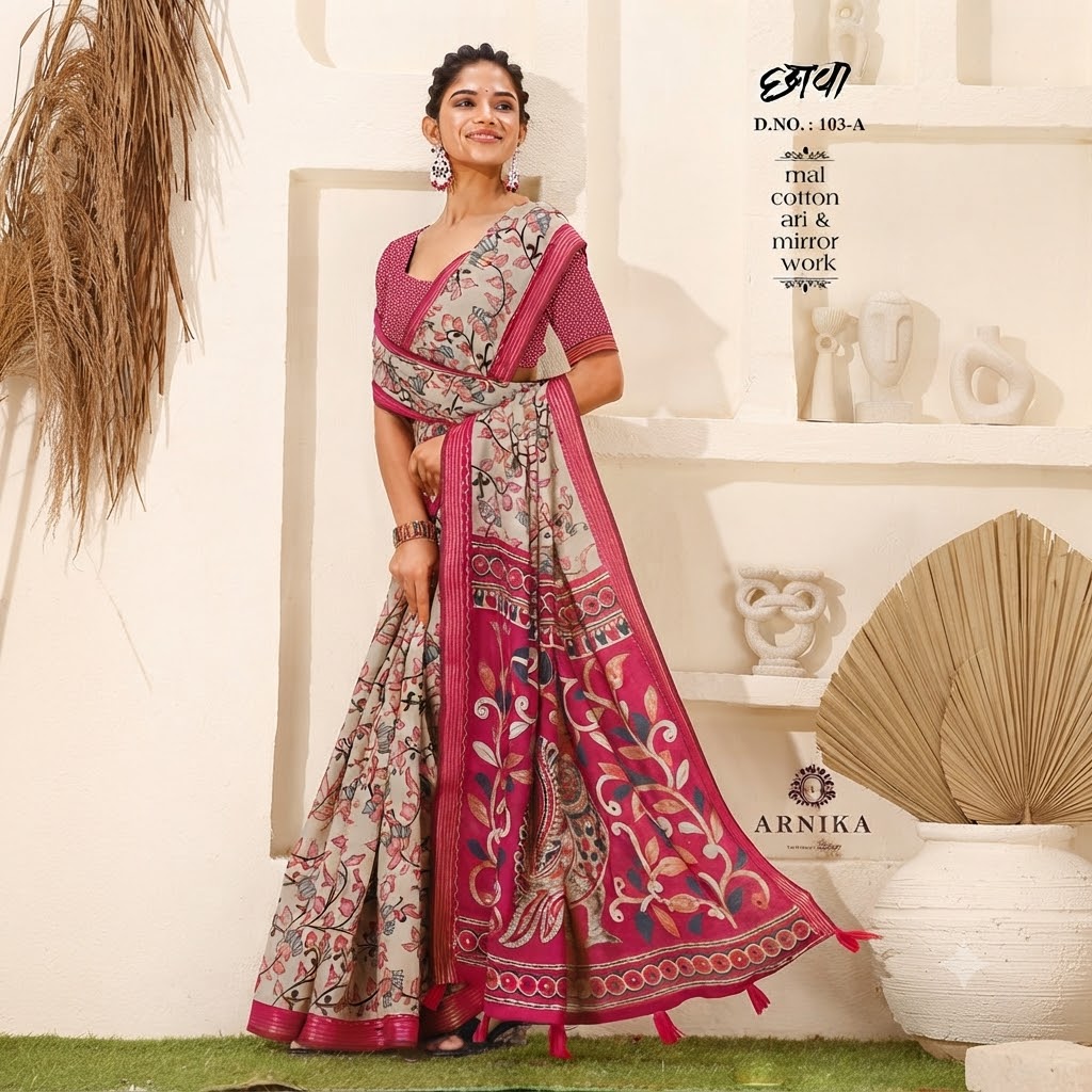 ARNIKA Designer Mal Cotton Saree (D.No.: 103-A)