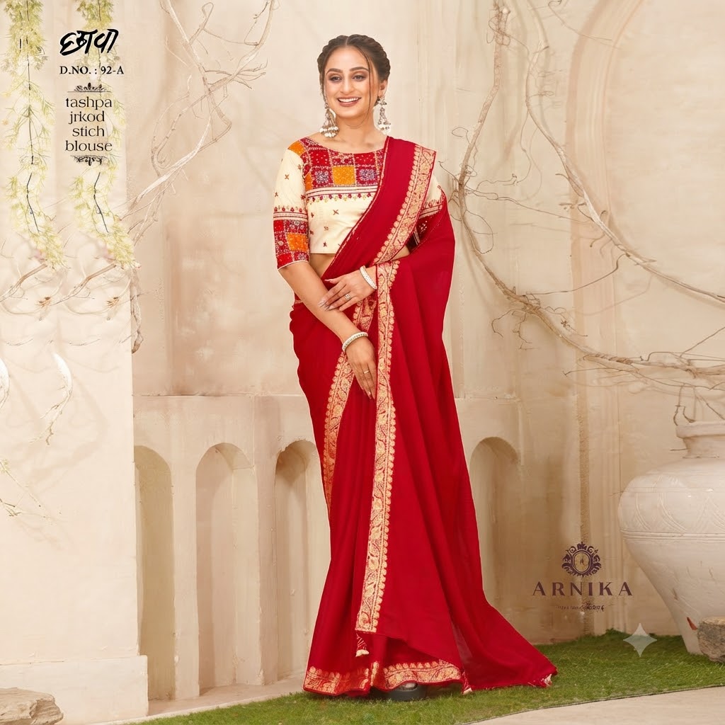 ARNIKA Tashpa Jacquard Stitch Blouse Saree (D.No.: 92-A)