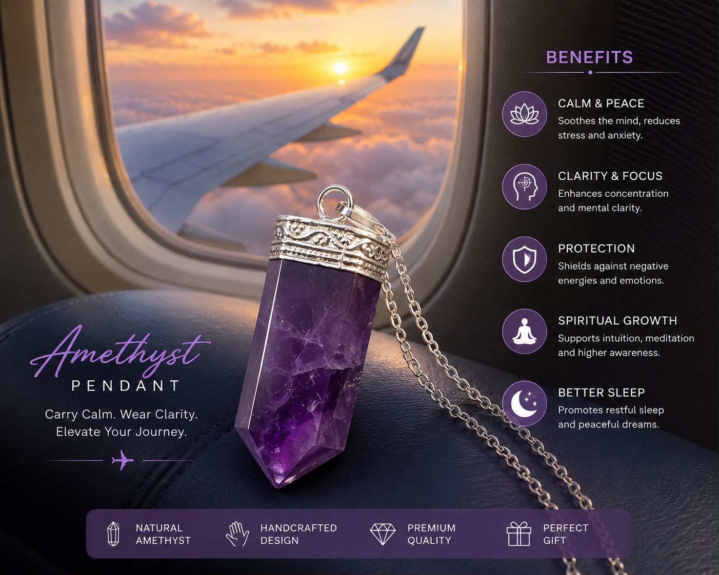 amethyst crystal pendant