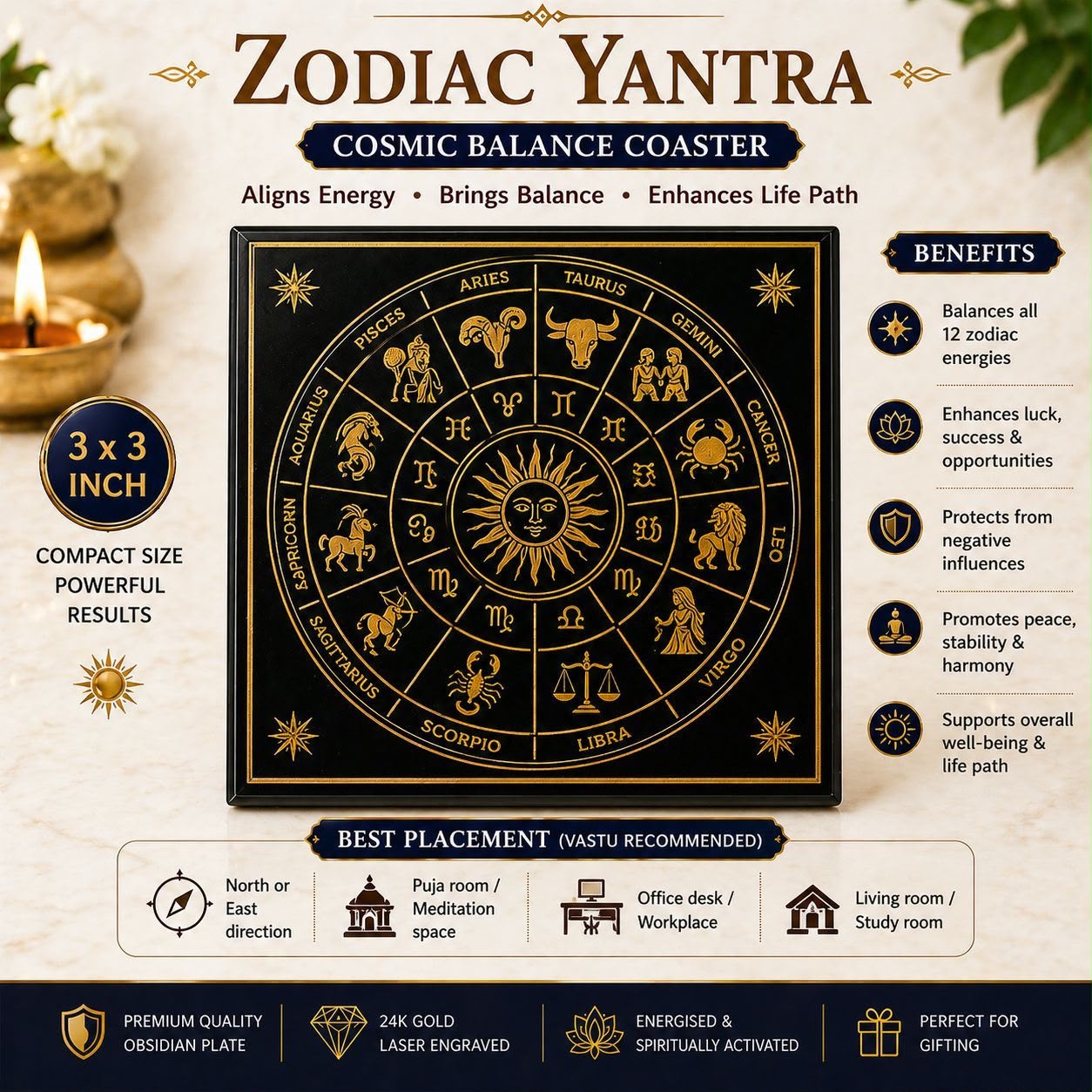 Zodiac Yantra Size 3 inch