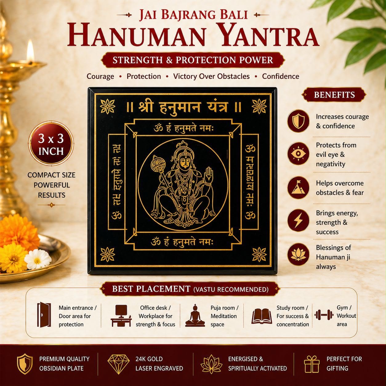 Hanuman Yantra Size 3 inch