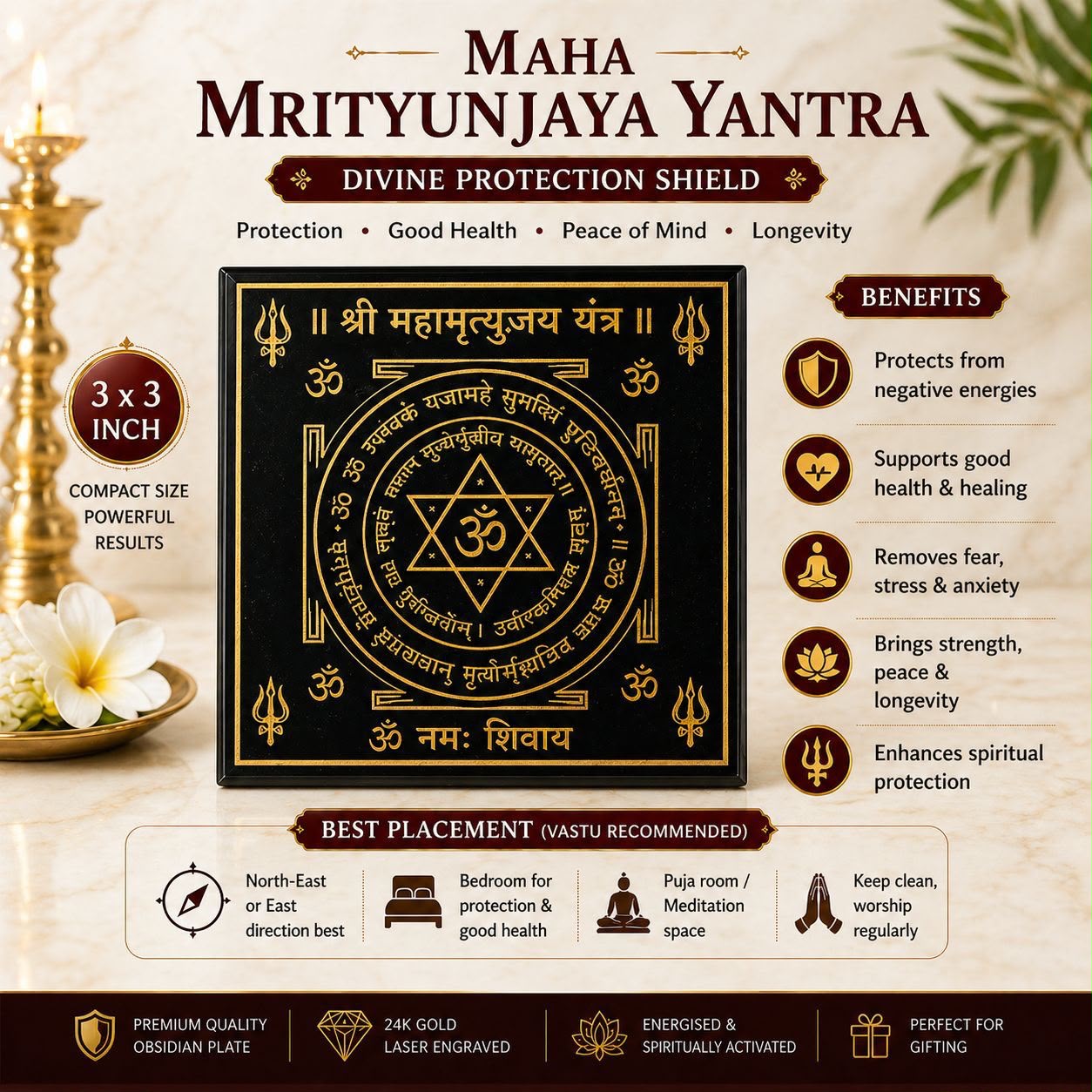 Maha Mrityunjaya Yantra Size 3 inch