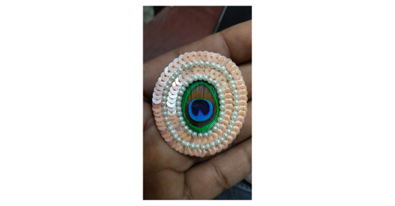 Peacock Feather Sequin & Pearl Buti