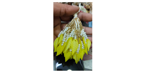 (100pieces)Pearl & Beaded Leaf Latkan