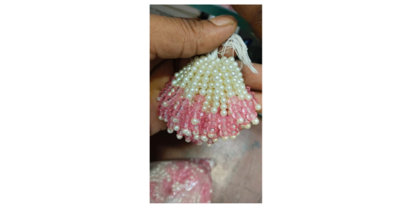 (100pieces)Pink & Pearl Beaded Dome Latkan