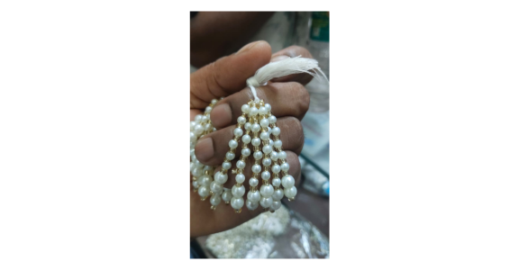 (100pieces)Pearl & Gold Beaded Multi-Strand Latkan