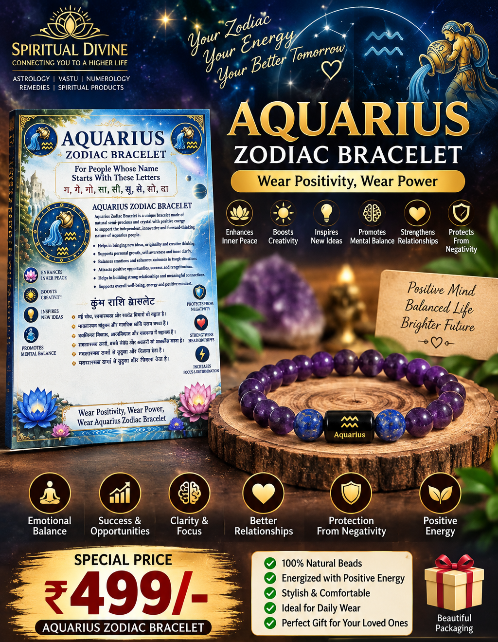 Aquarius Zodiac Bracelet