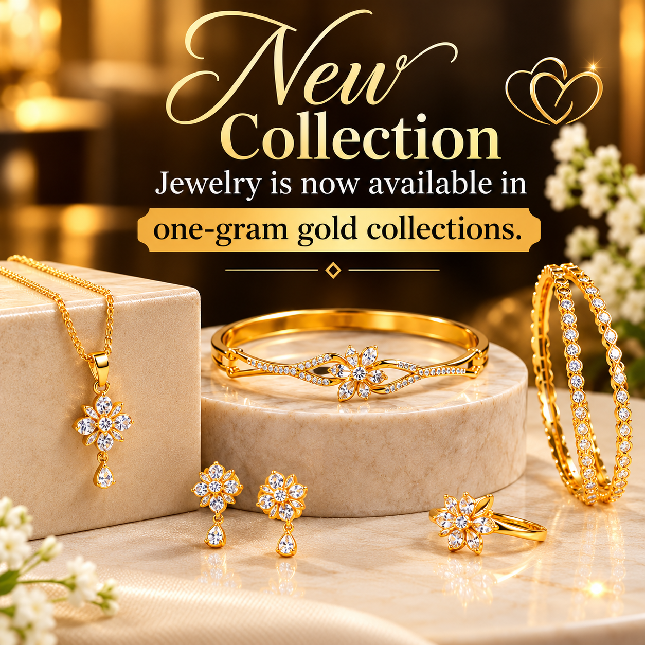 One Gram Gold Floral Bracelet